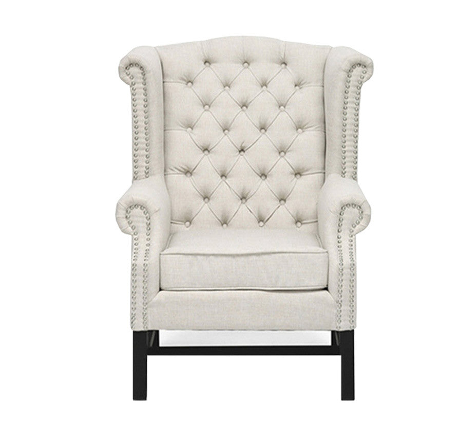 Jalet Wingback Chair in Light Grey Colour by Madesos